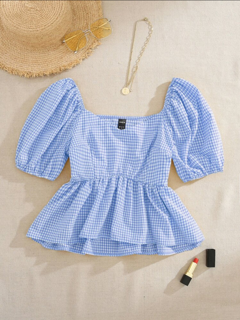 Blusa corta con estampado de cuadros A26BB07