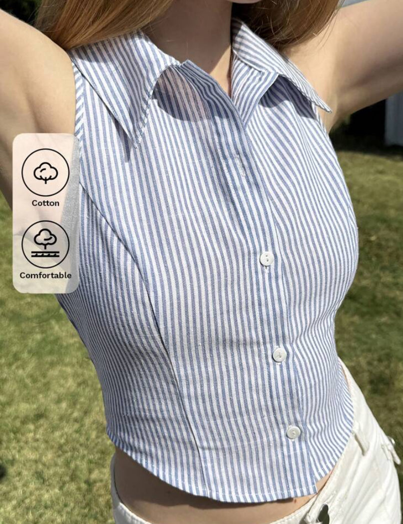Camisa sin mangas de rayas A25PJ07