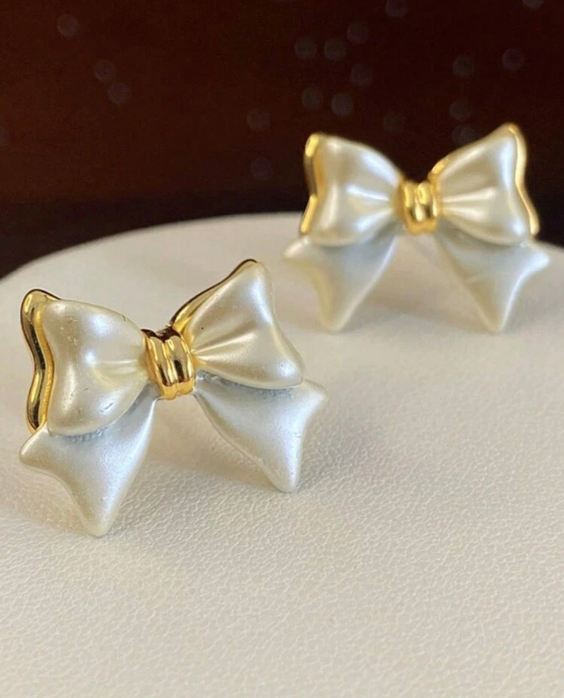 Pendientes elegantes y dulce de lazo blanco C A25QD02