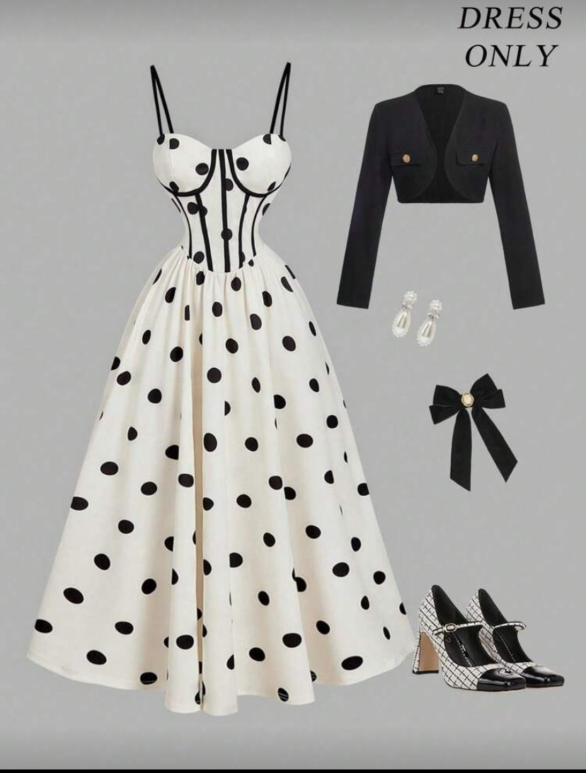 Vestido con estampado de lunares E26XJ07