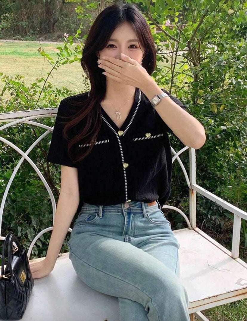 Blusa de punto de manga corta N25WP04