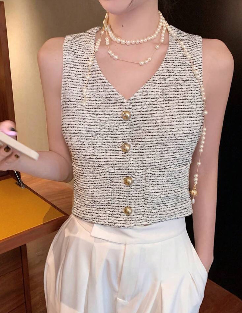 Chaleco sin mangas de mujer con botones A25PR05