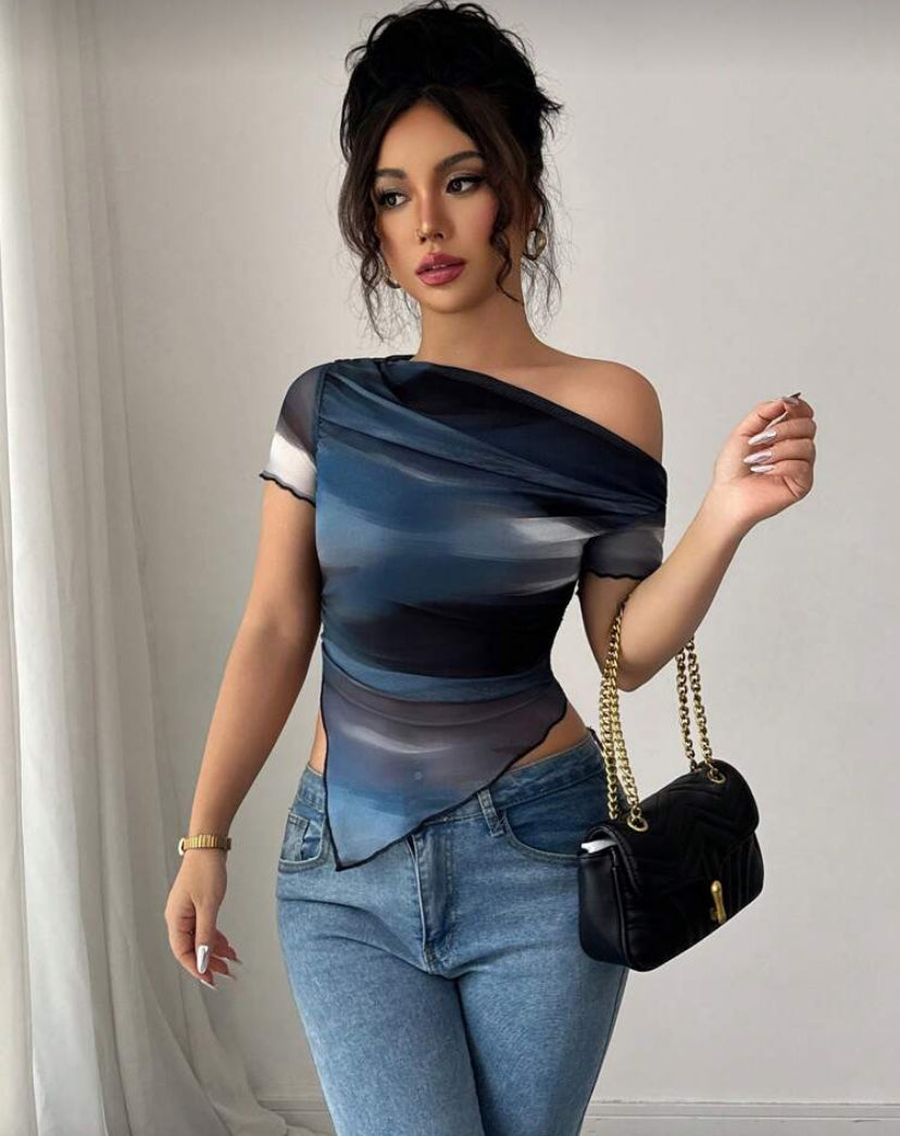 Blusa manga corta Asimétrica S25VC01