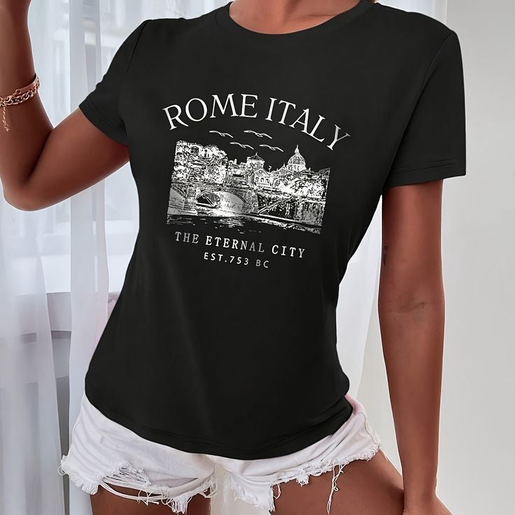 Camiseta Estampada de Cuello Redondo A25KN02