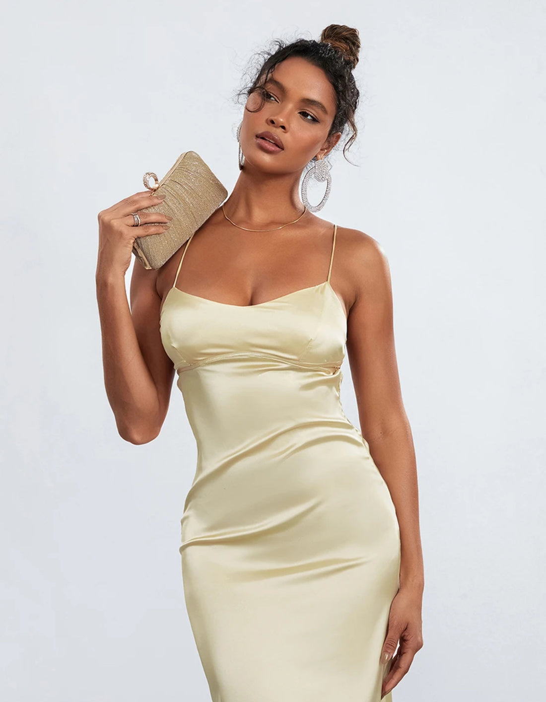 Vestido satinado verde manzana J25TI07