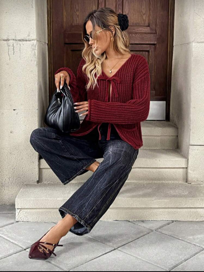 Cárdigan de color liso con botones D25WW03