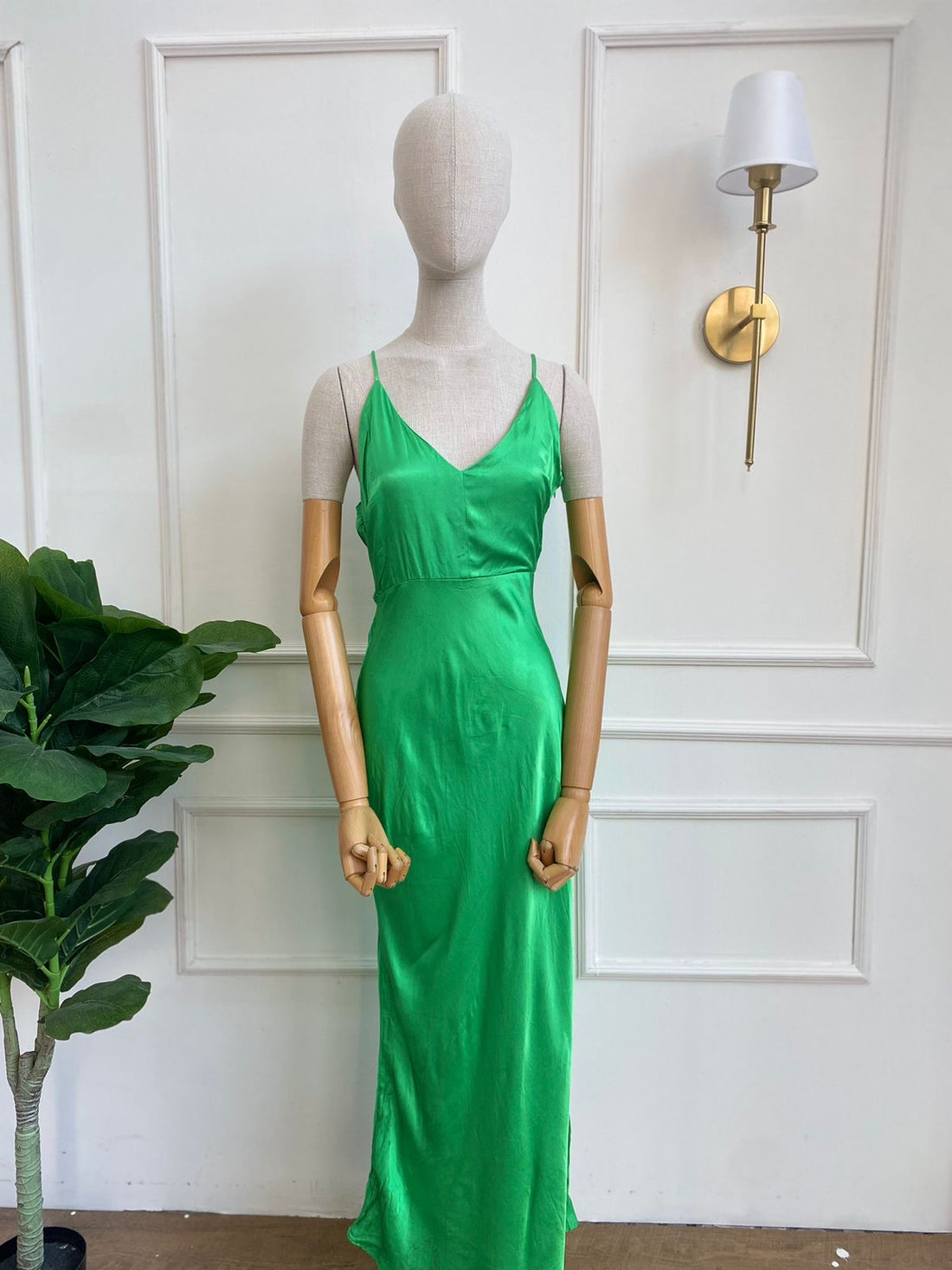 Vestido zara verde limon con tirantes AG25UC010