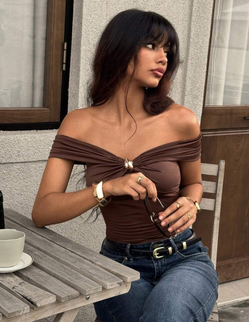 Blusa descubierta de hombros para mujer AG25TQ08