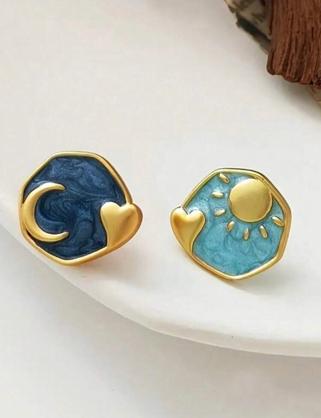 Pendientes de botón personalidad de Luna y sol P A25QD04