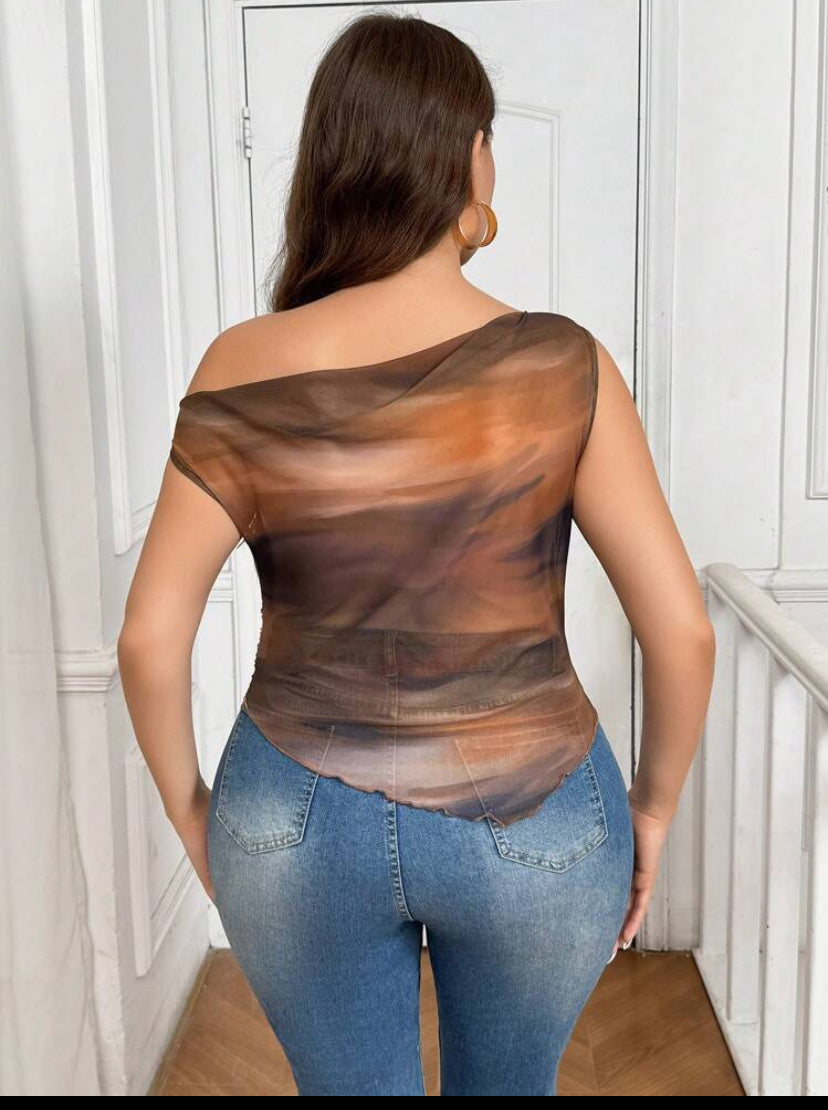 Top entallado sin mangas con estampado romántico A25PP07