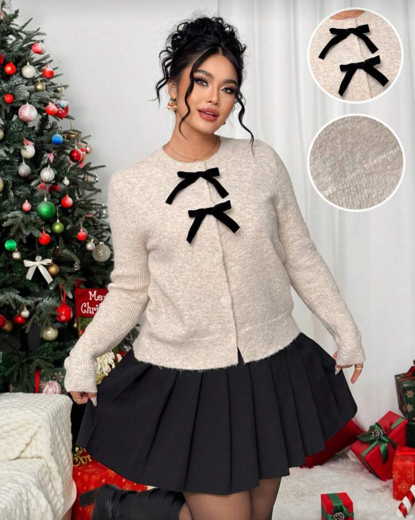 Cárdigan con lazo talla grande E26XS04