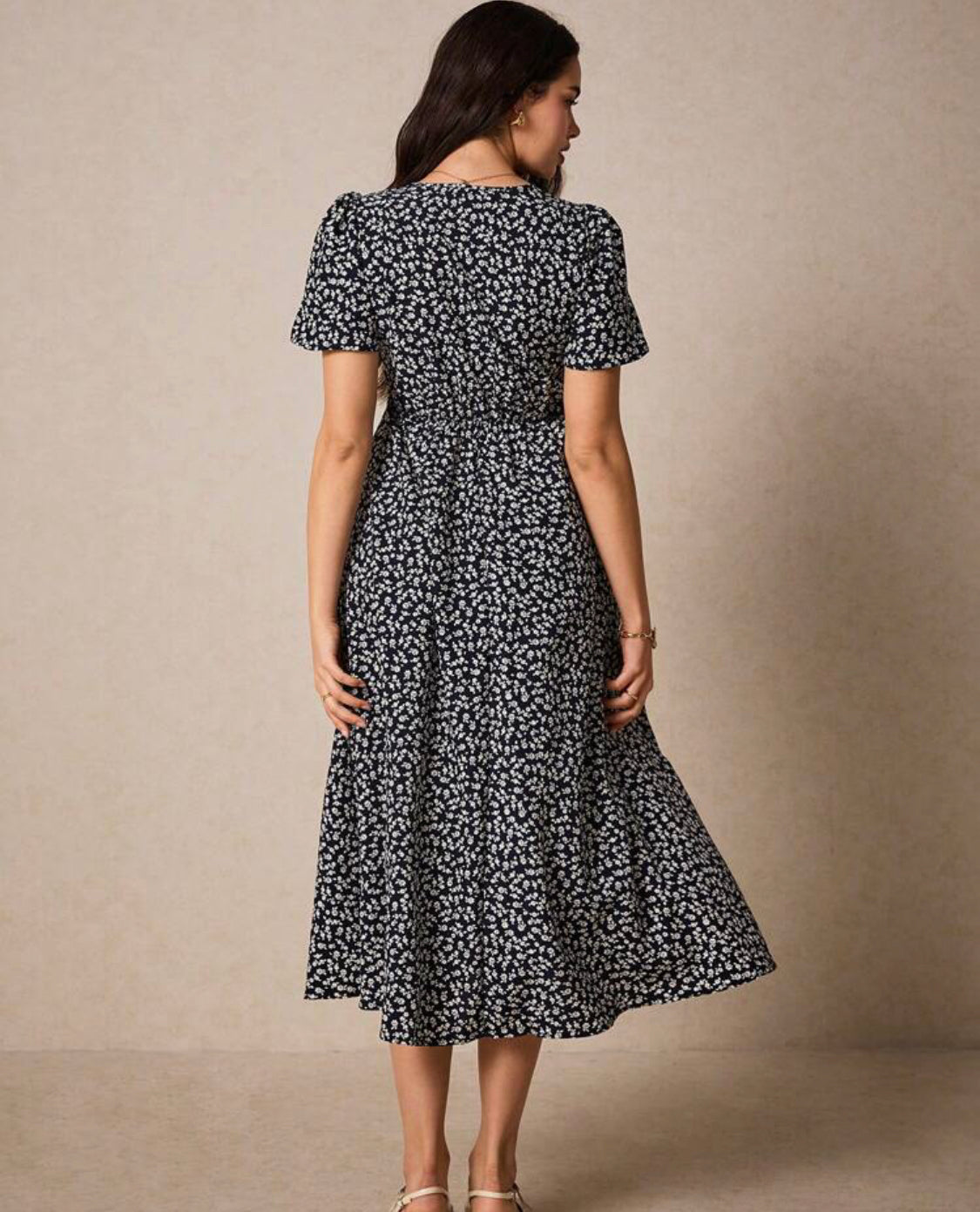 Vestido de estampado floral para mujer con nudo retorcido A25QF010