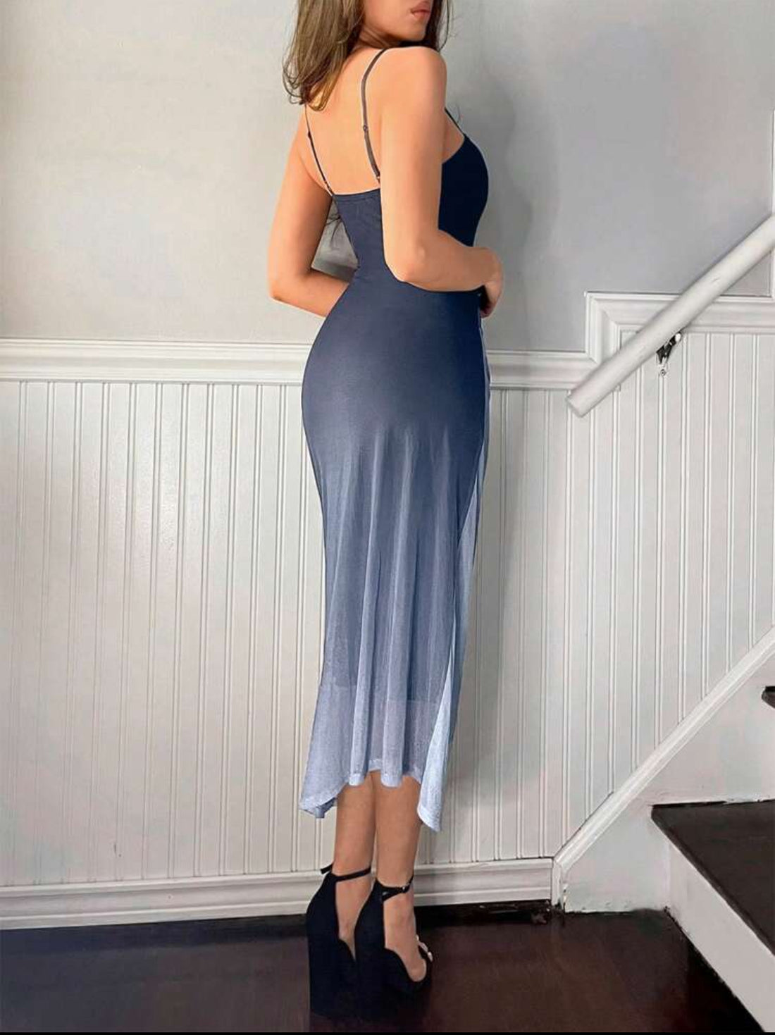 Espejismos Marino vestido largo de malla M25ÑY08