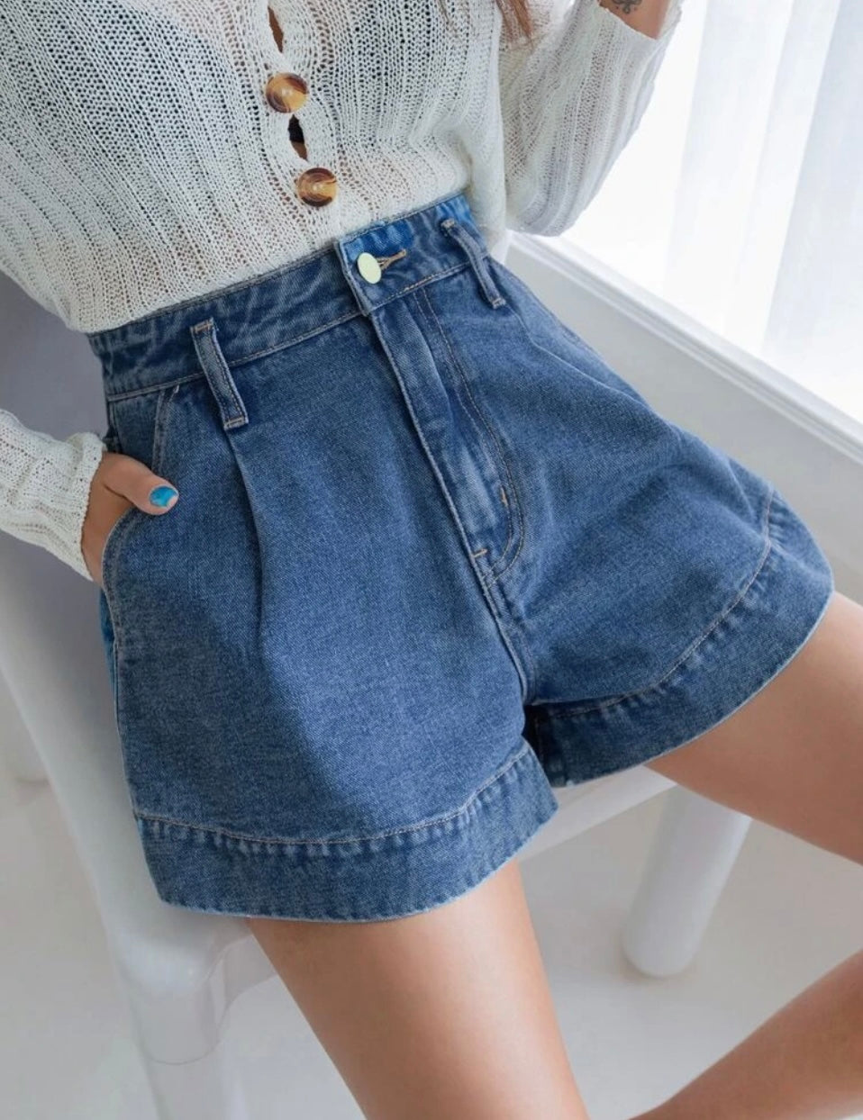 AirShorts Pantalones Cortos De Mezclilla De Cintura Alta M25ÑN07