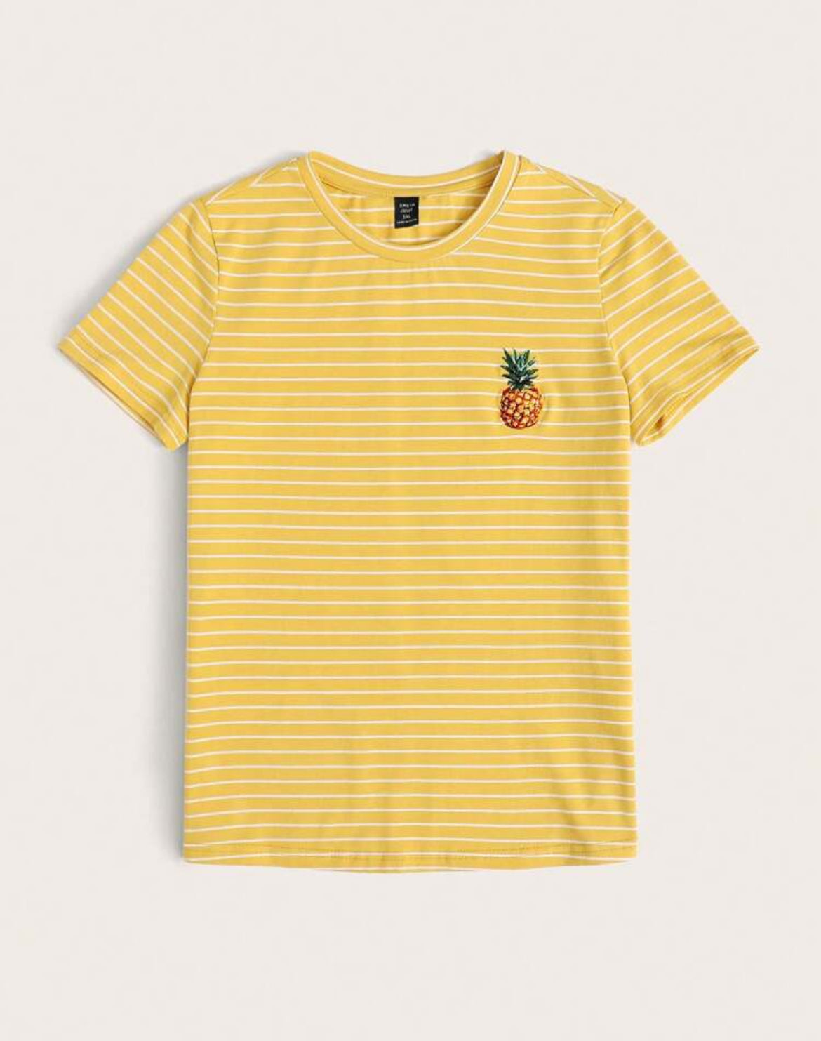 Camiseta a rayas con bordado de piña A25PX03