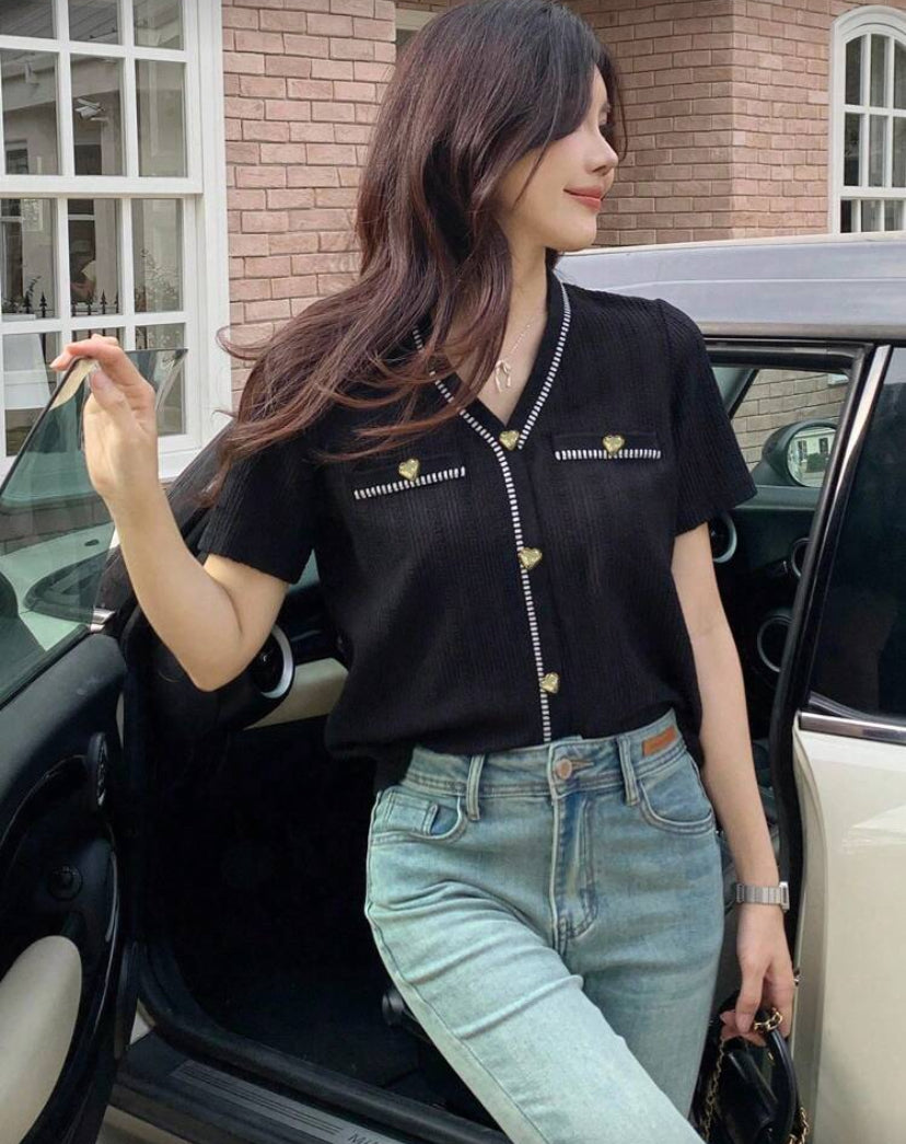 Blusa de punto de manga corta N25WP04