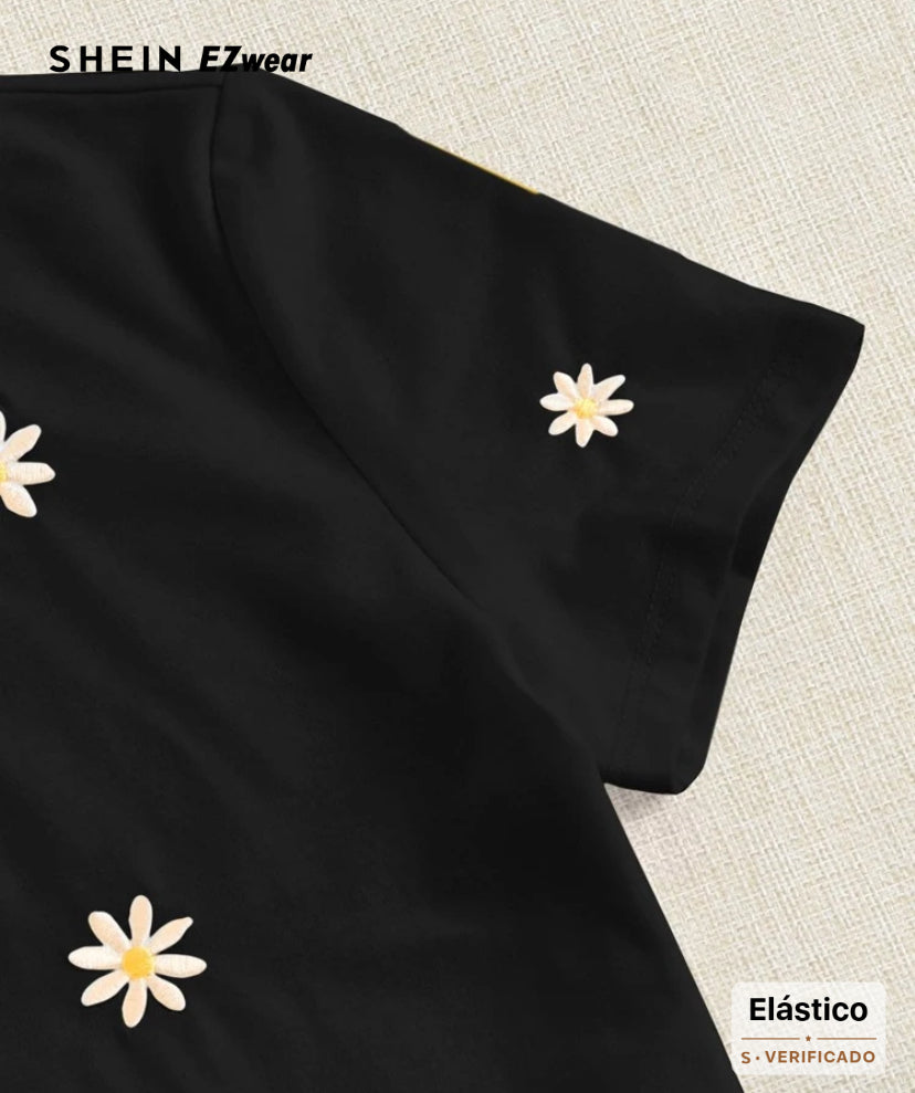 Camiseta bordado floral A25PW03