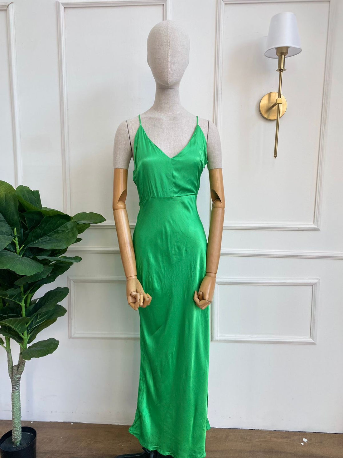 Vestido zara verde limon con tirantes AG25UC010