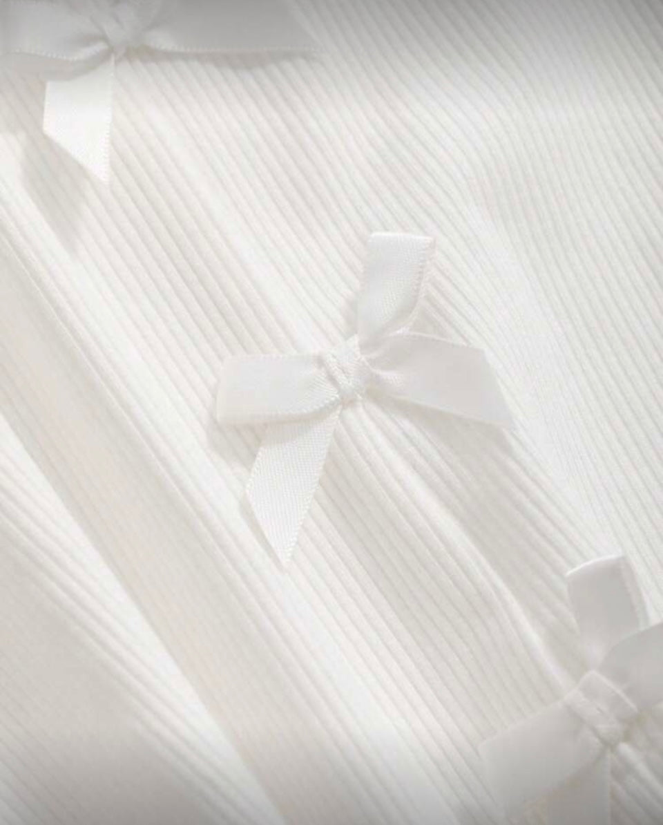 Ivory Soft Coquette Top Manga Larga N25WQ01