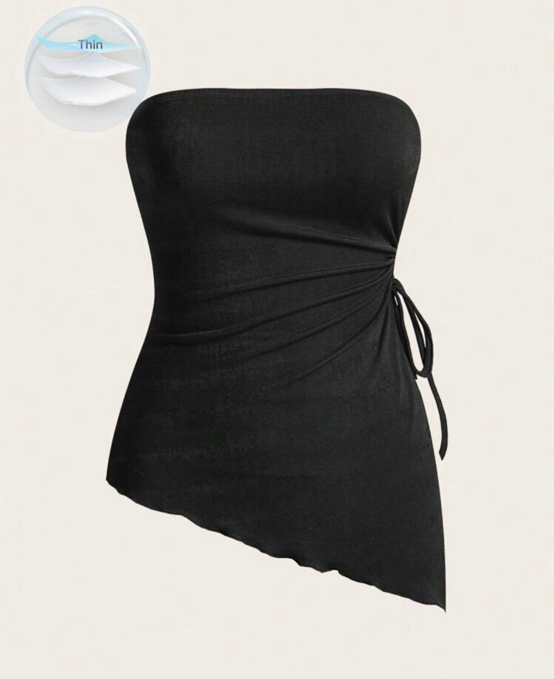 Blusa negra tubo con recogido en la cintura A25QB010