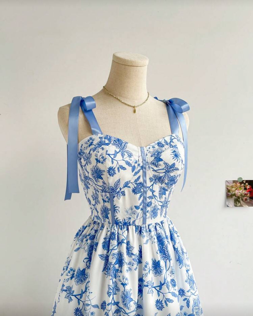 Vestido azul con patrón E26XH01 💗