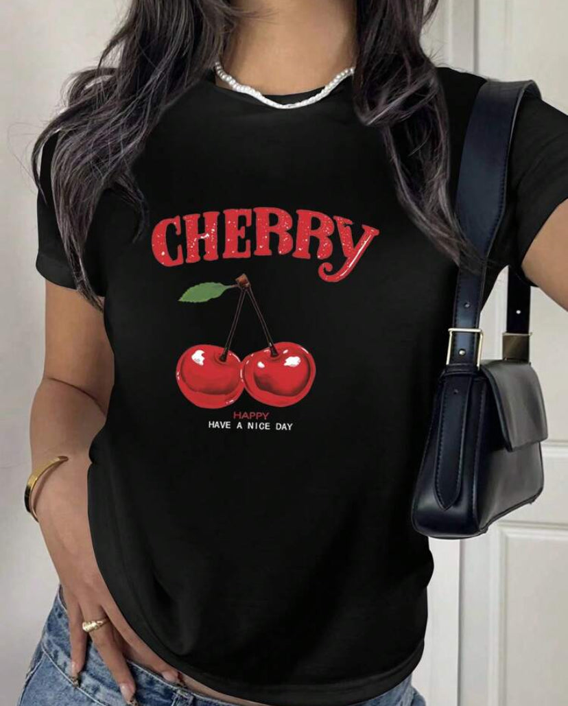 Camiseta negra de Cherry J25QQ04