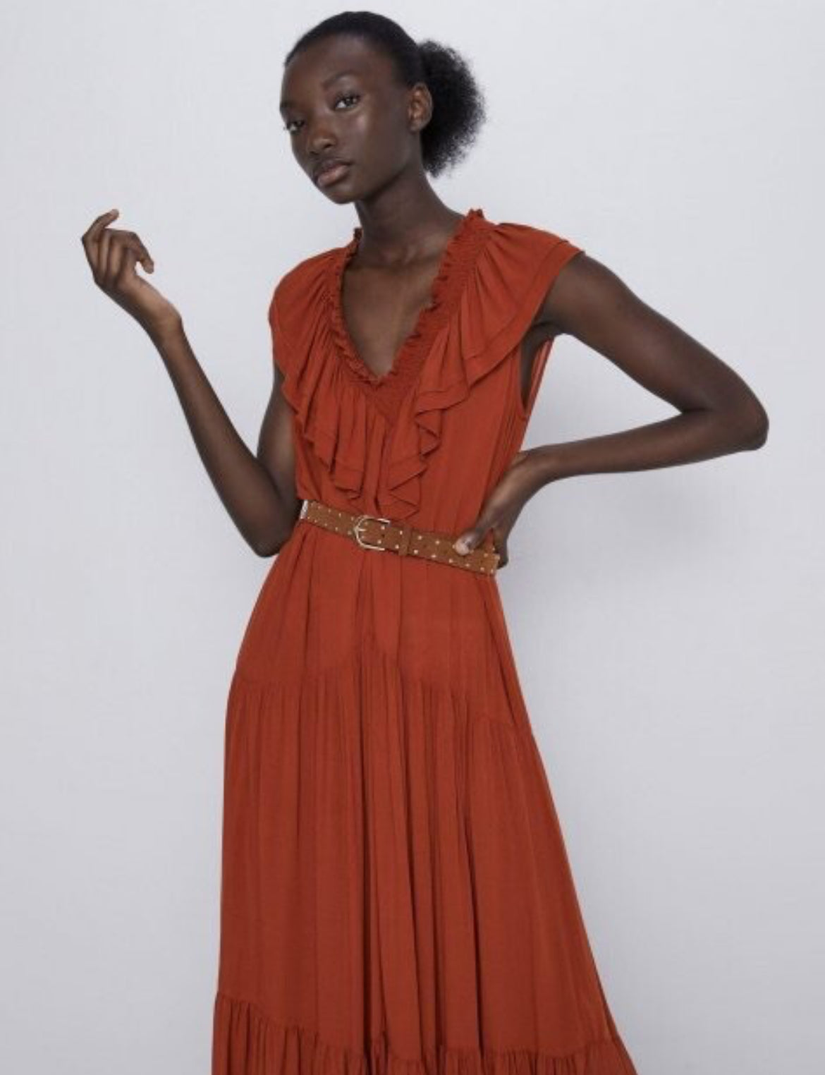 Vestido Zara rojo ladrillo BF07