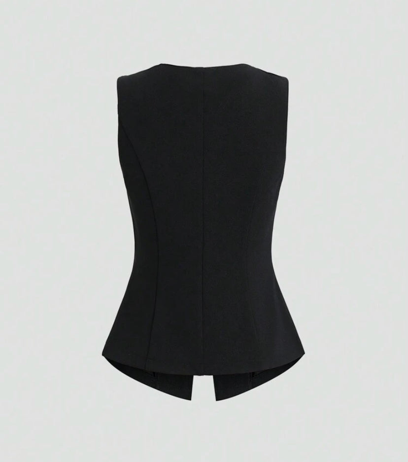 Blazer básico sin mangas con botones metálicos A25QH05