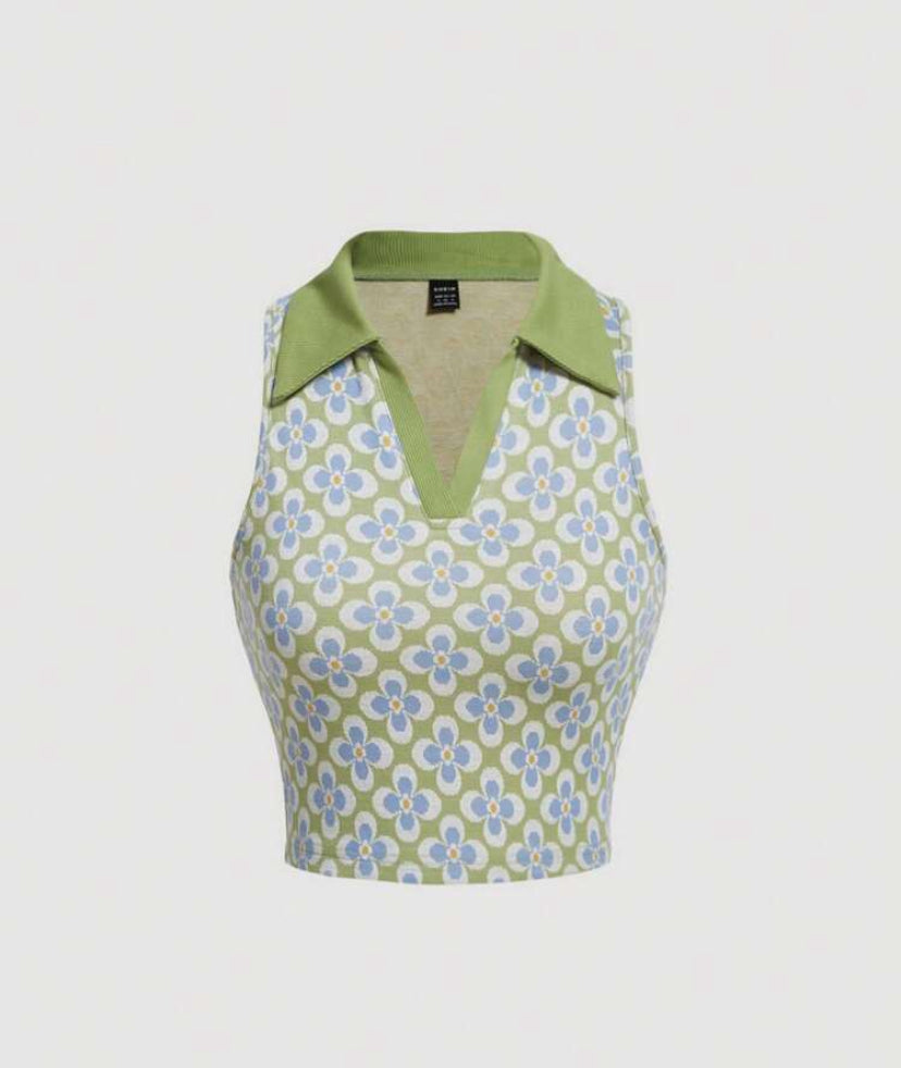 Top tank crop con estampado floral A25QF09