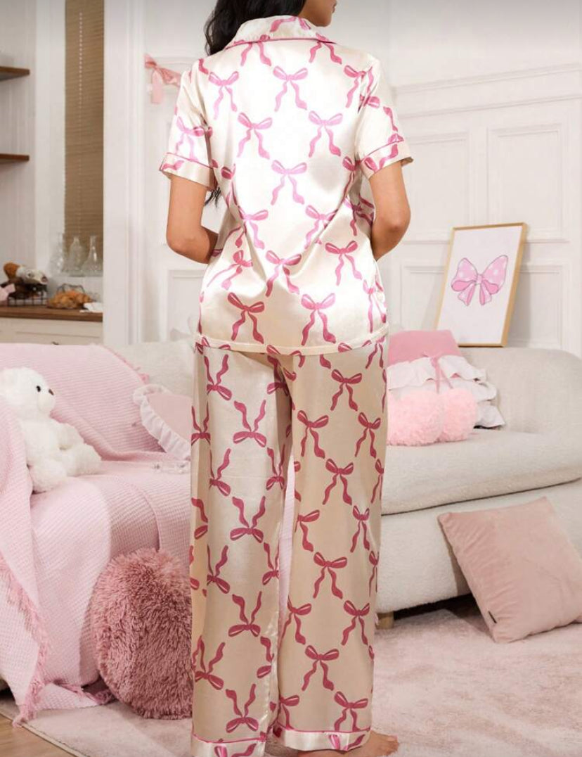 Conjunto de pijama con lazo rosa D25XB07