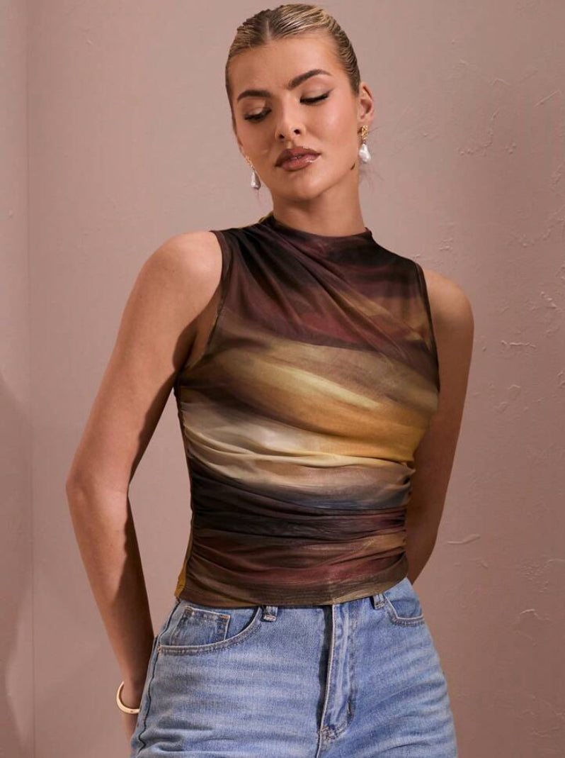 Top taque plisado Asimétrico A25PP09