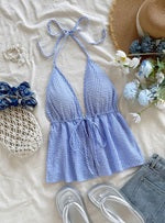 Top de tirantes de mujer con cuello en V con lazo A25PW06