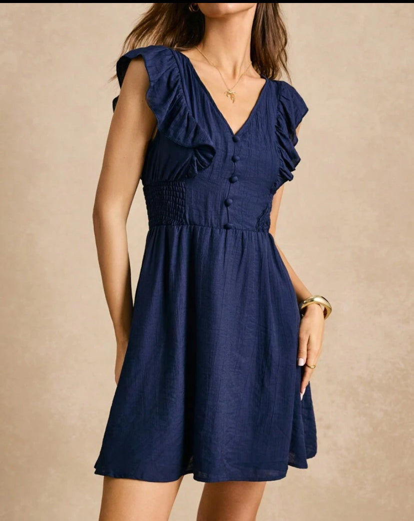 Vestido lineal unicolor con botones delanteros A25PR010