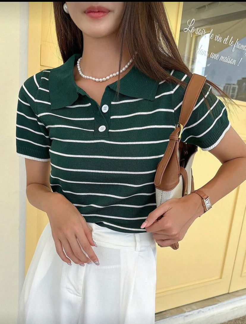 Top de punto con patrón de rayas N25WÑ03