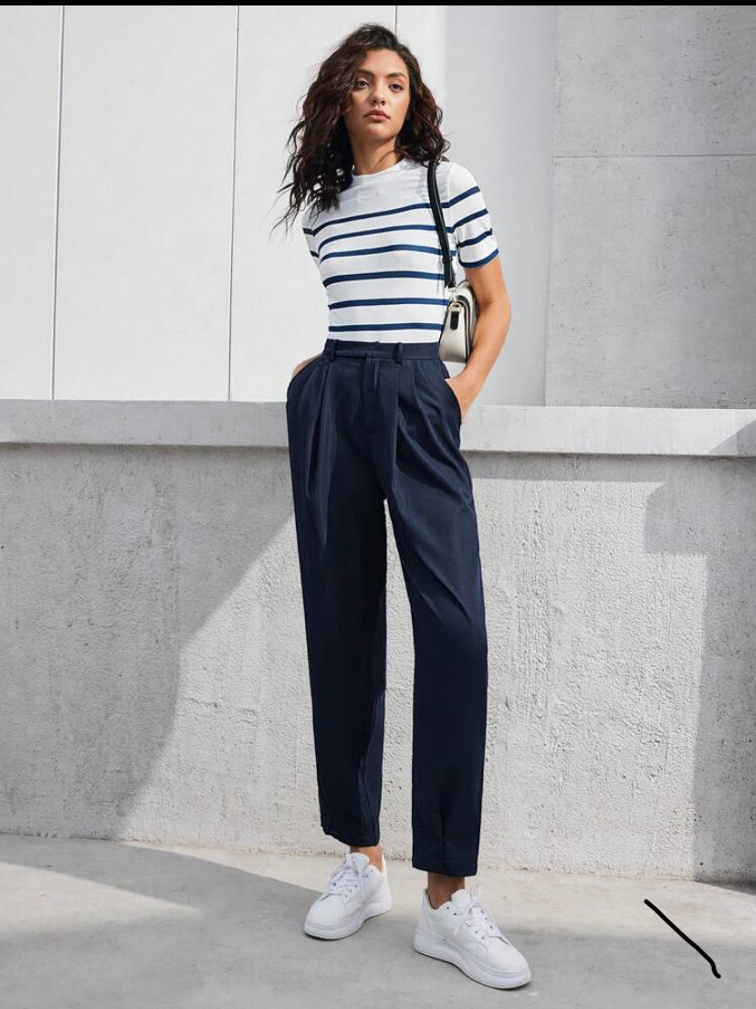 Camiseta de manga corta de rayas azul A25PH03