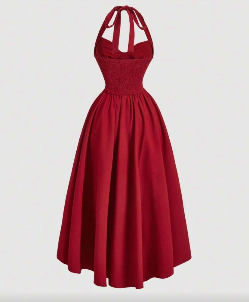 Vestido fruncido y lazo E26XP03