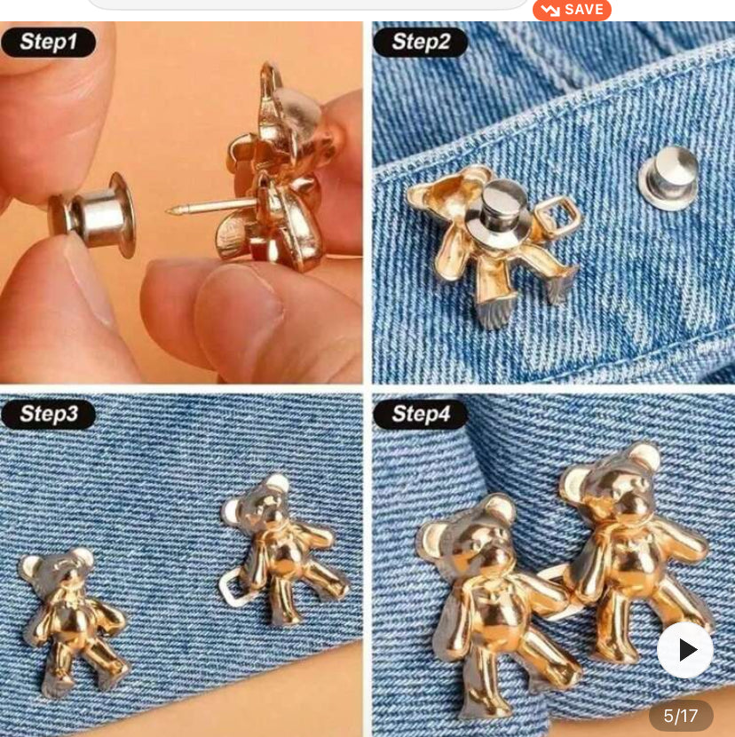 Oso encantado broche de botón de oso para jeans Z f25NW02