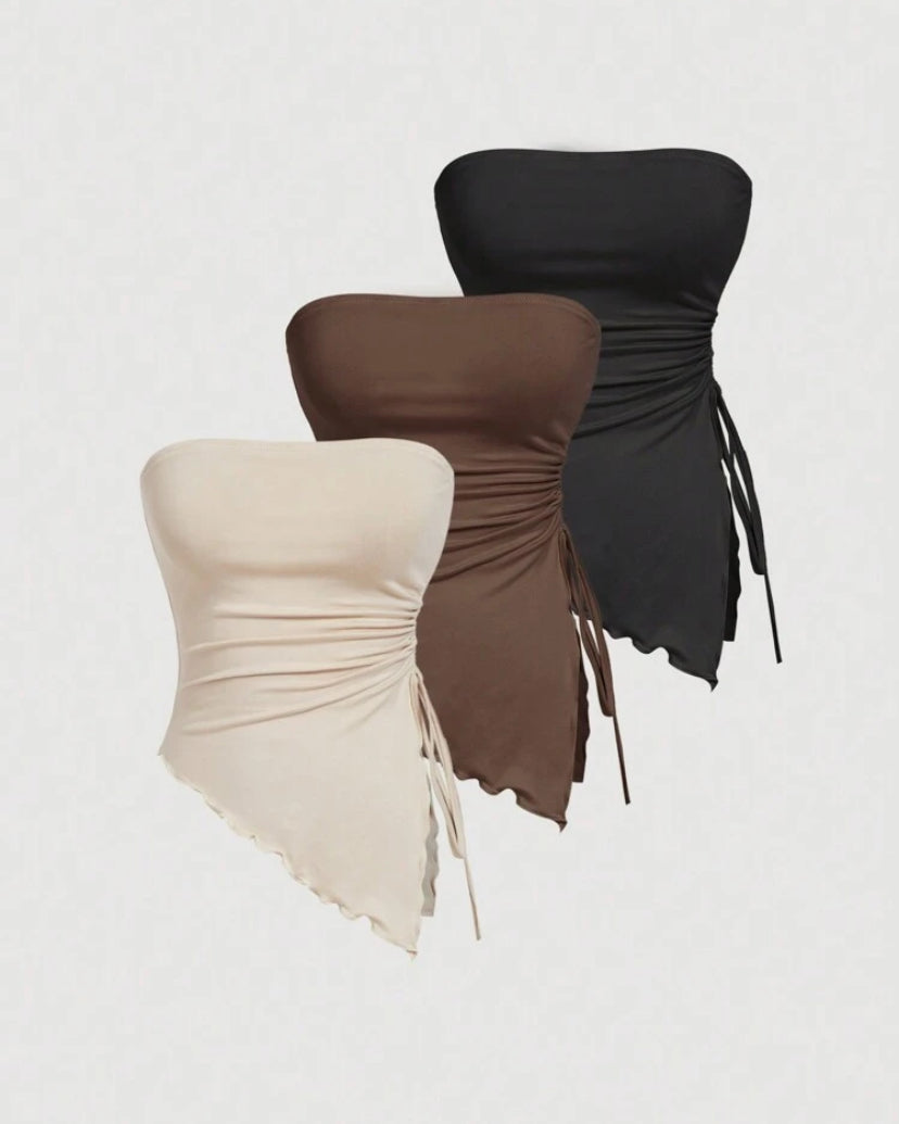 Top corpiño con pliegues anudados a la cintura A25PJ06