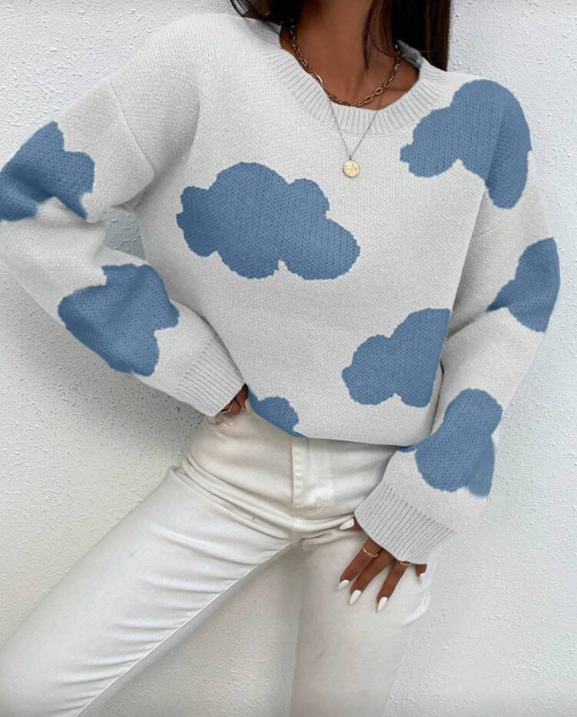 Jersey con estampado de nubes E26XQ02