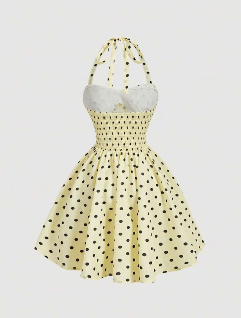 VESTIDO AMARILLO CON LUNARES NEGROS JL26AA06