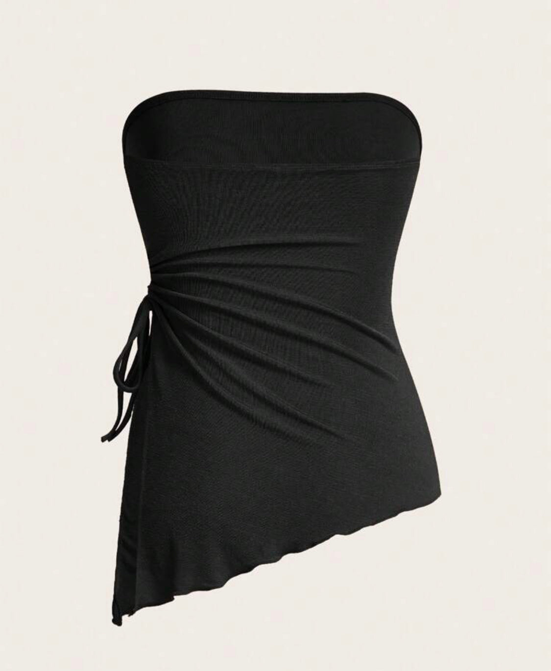 Blusa negra tubo con recogido en la cintura A25QB010