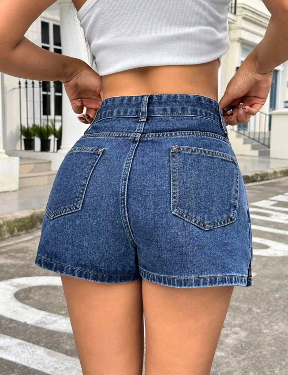 FaldaFlow Falda-pantalón informal cintura alta de mezclilla M25ÑV05