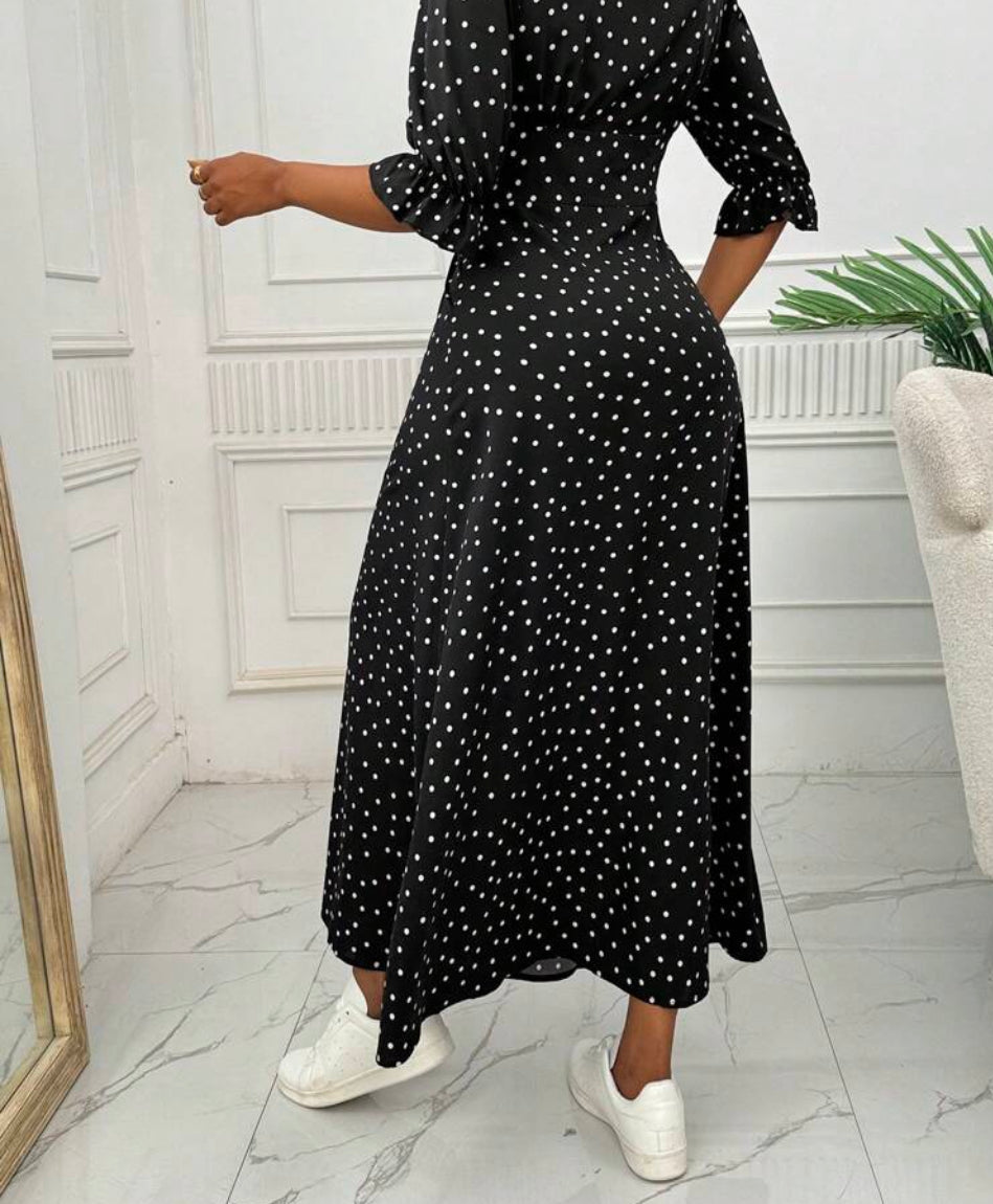 Elegancia Vestido Estampado de lunares M25ÑR02