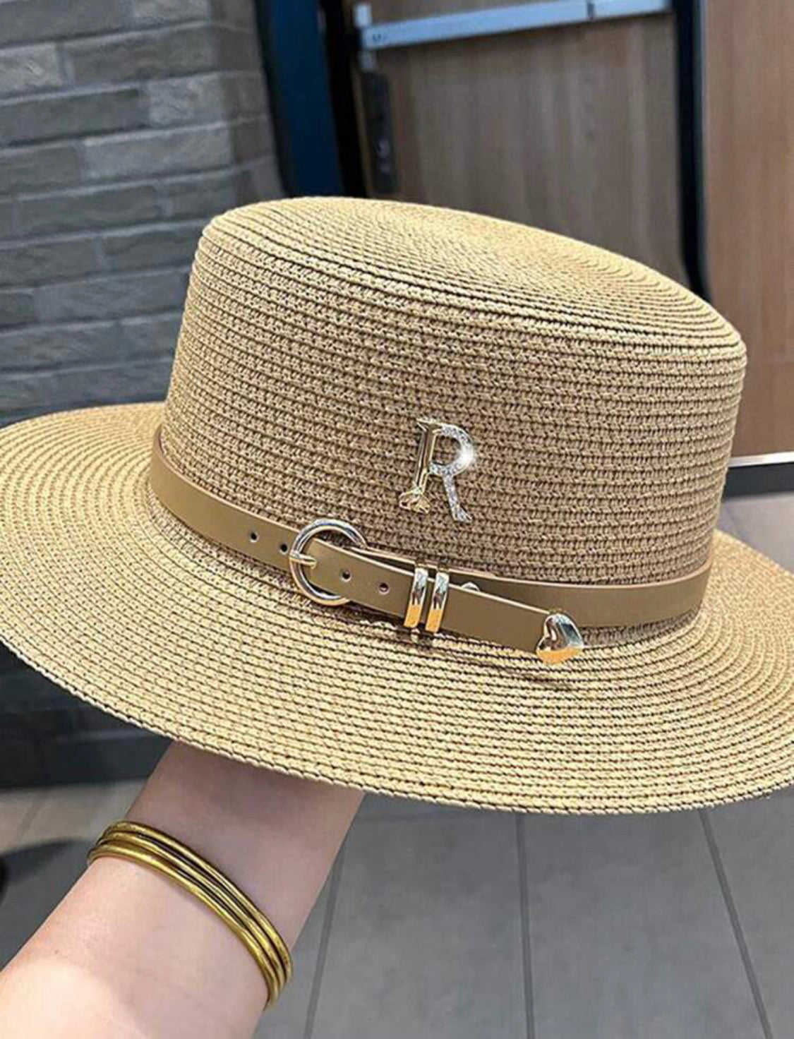 Sombrero de paja con hebilla e estilo bohemio A25QJ06