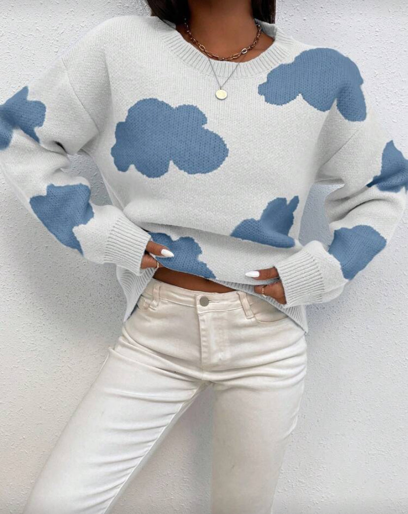 Jersey con estampado de nubes E26XQ02