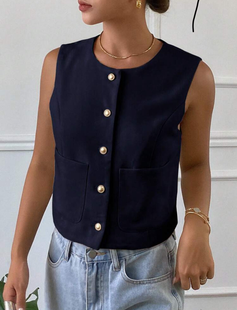 Chaqueta ajustada sin mangas casual A25PN07