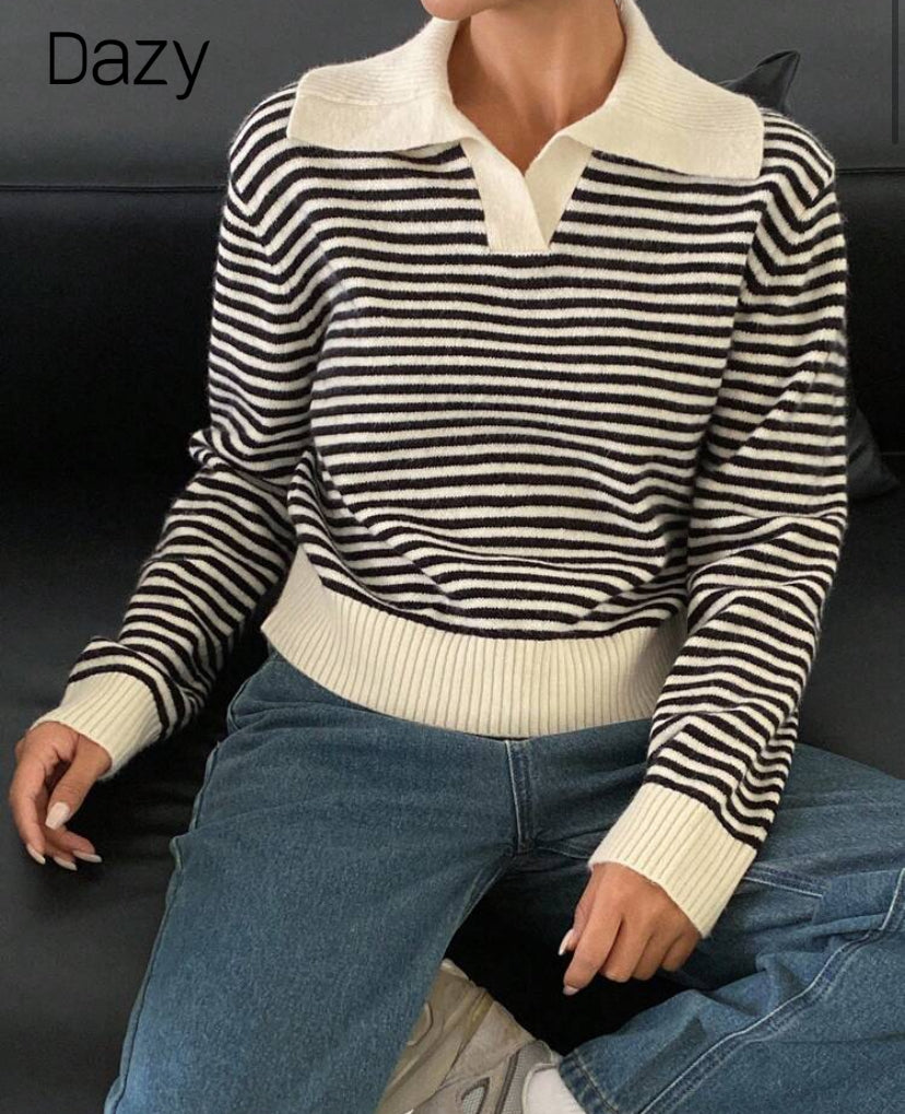 Suéter casual a rayas E26XN010