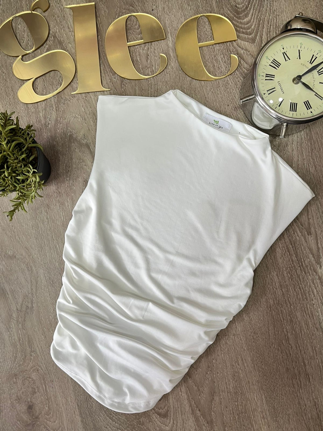 Blusa fruncida blanca J25QW08