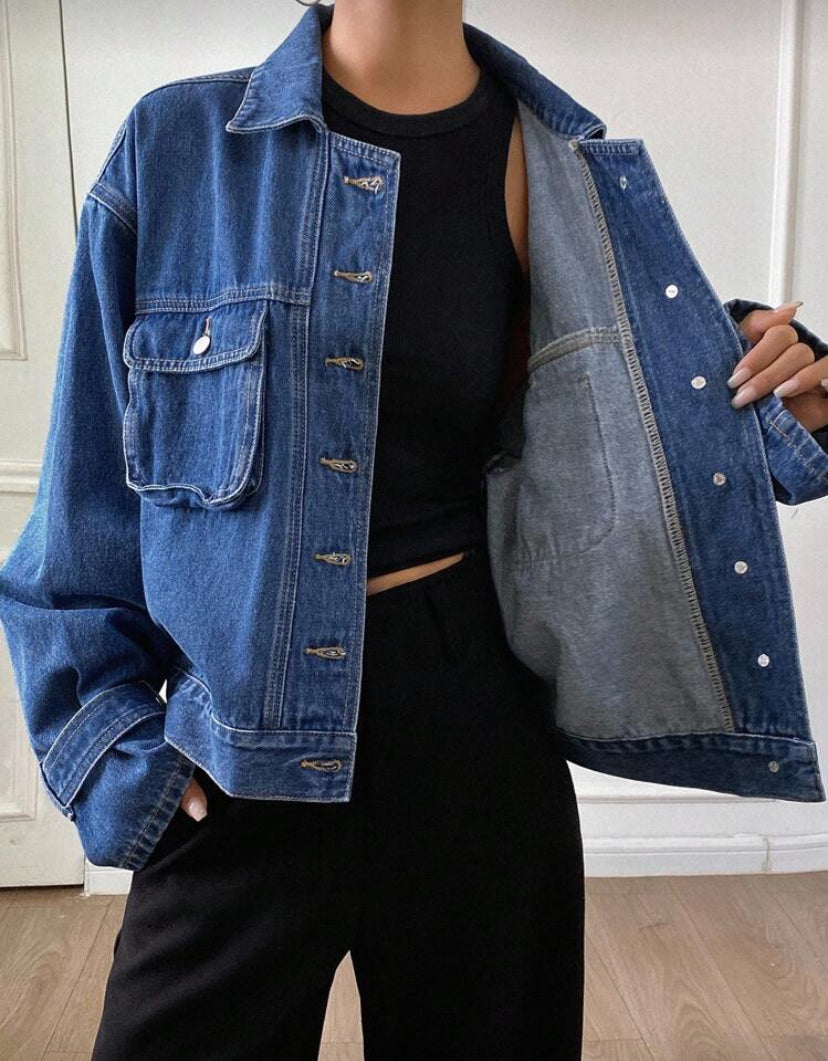 Chaqueta de mezclilla estilo cargo D25XA06