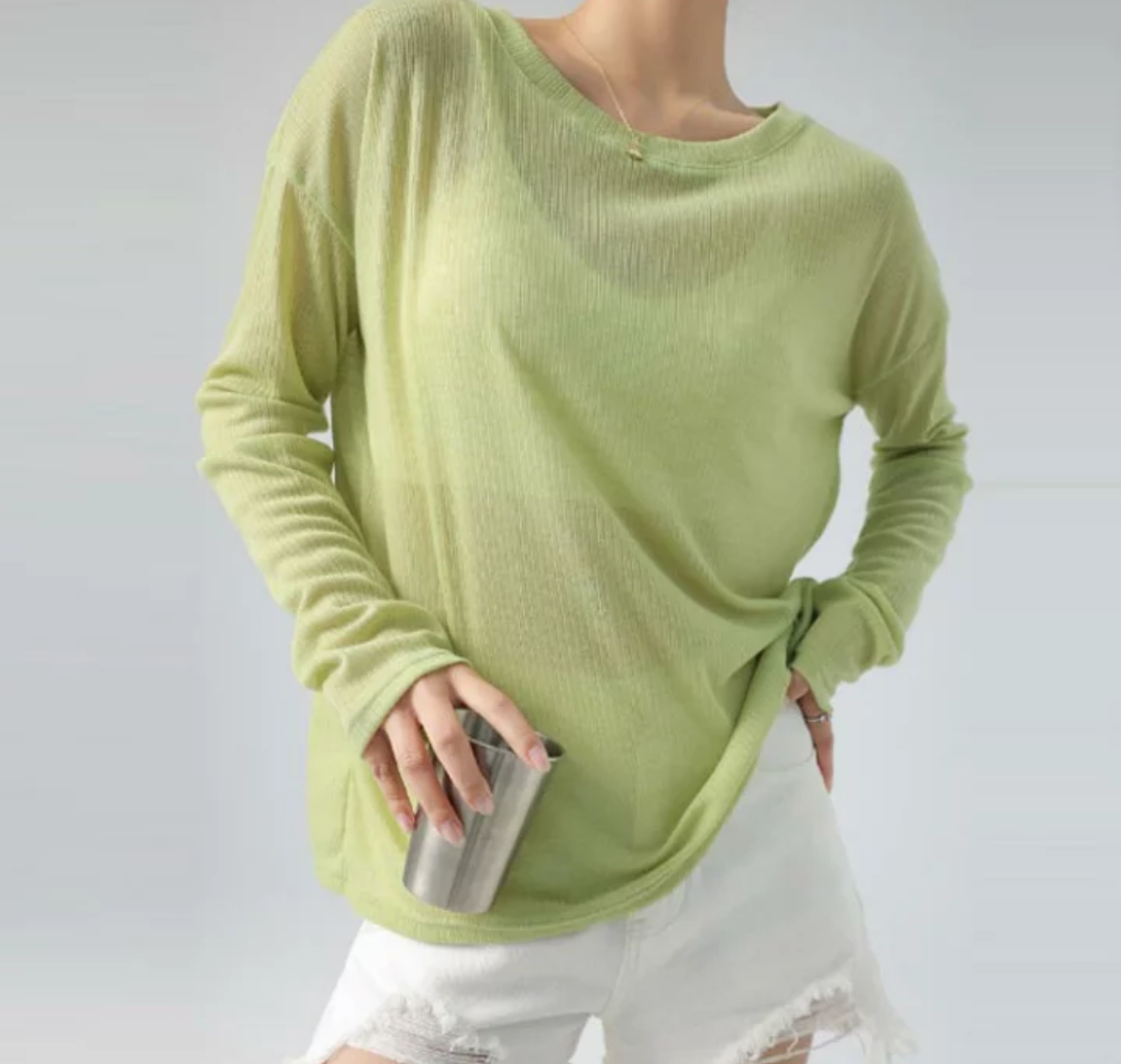 Suéter Básico Verde Lima de Manga Larga J25QV05